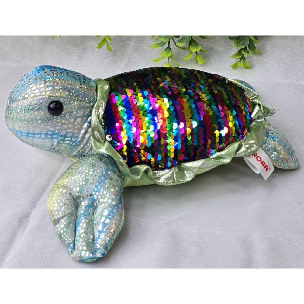 Aurora Sea Sparkles Tara Turtle Plush 11" Rainbow Reversible Flip Sequin Shell